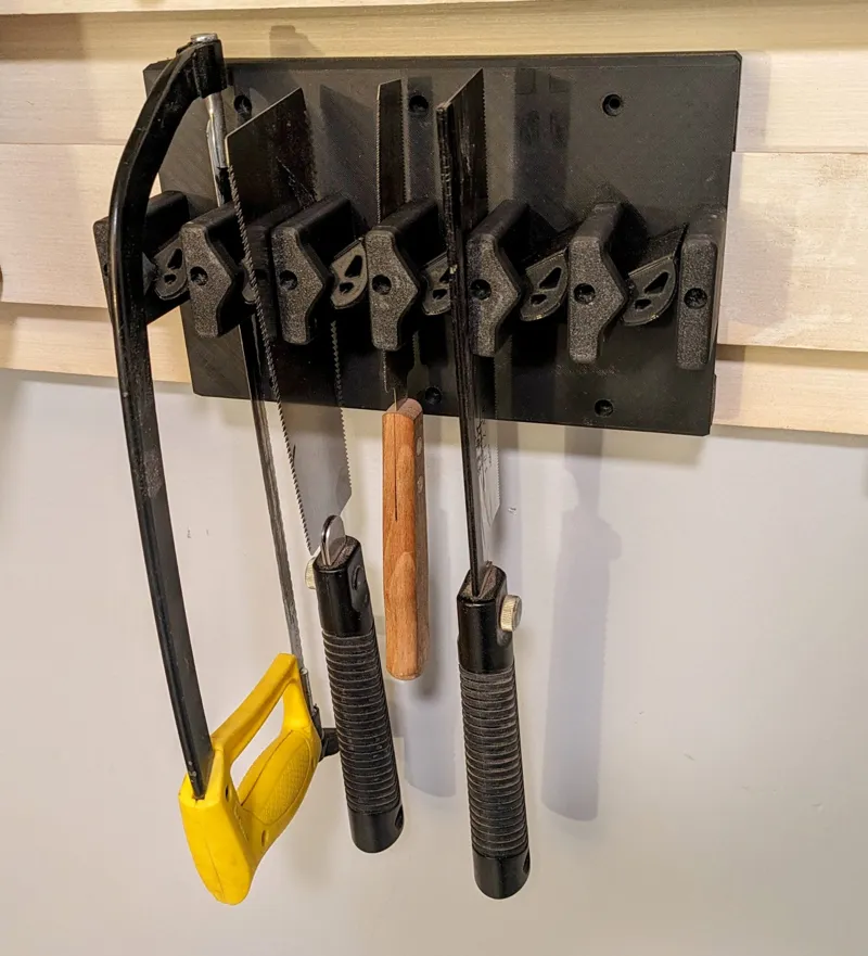 Saw and thin tool holder with French cleat backer