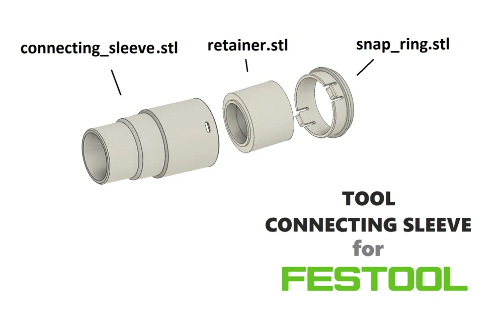 Festool vacuum hose connecting sleeve for tools (D36) by NicolajMa
