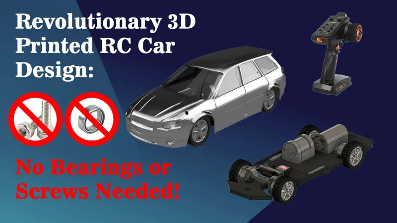 "Revolutionary 3D Printed RC Car Design - No Bearings or Screws Needed! Featuring the Subaru
