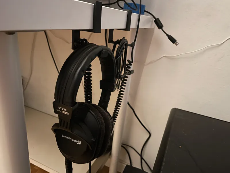 Desk headset/cable hanger