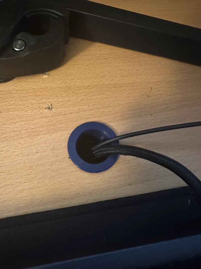 Hole in desk for leads