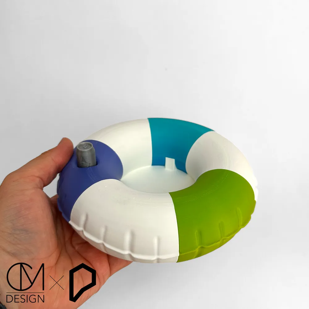 Pool Float Coaster Inflatable donut ring koozie for bottles & cans by