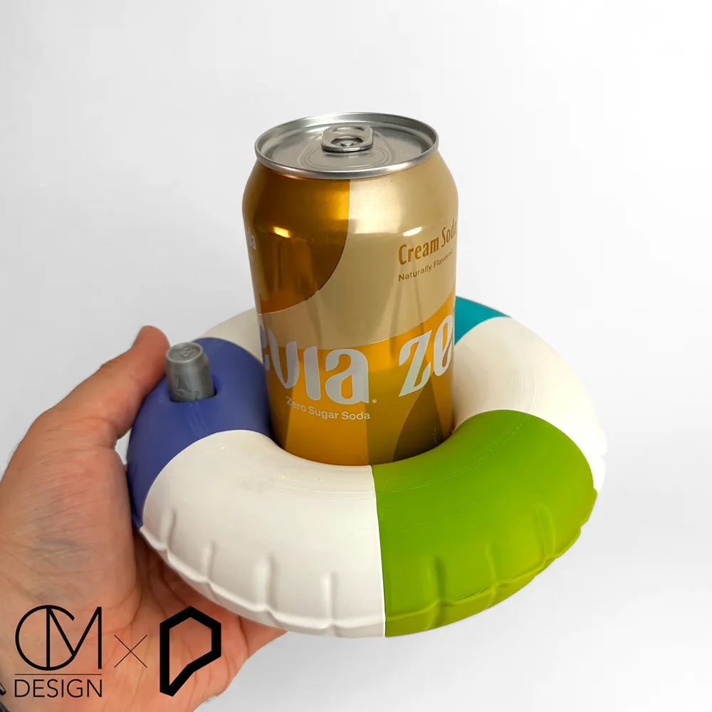 Pool Float Coaster Inflatable donut ring koozie for bottles & cans by