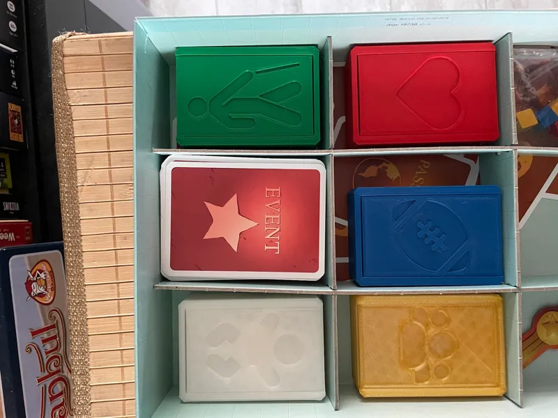 Boxes for boardgame Overbooked