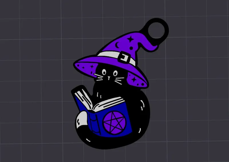Halloween Witch Cat key chain