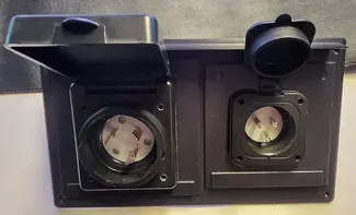 RV 30 and 15 Amp power inlet combo mount