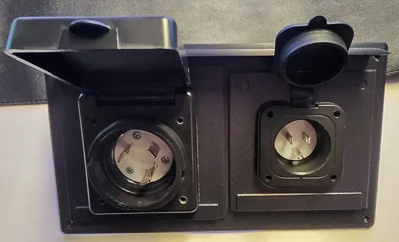 RV 30 and 15 Amp power inlet combo mount