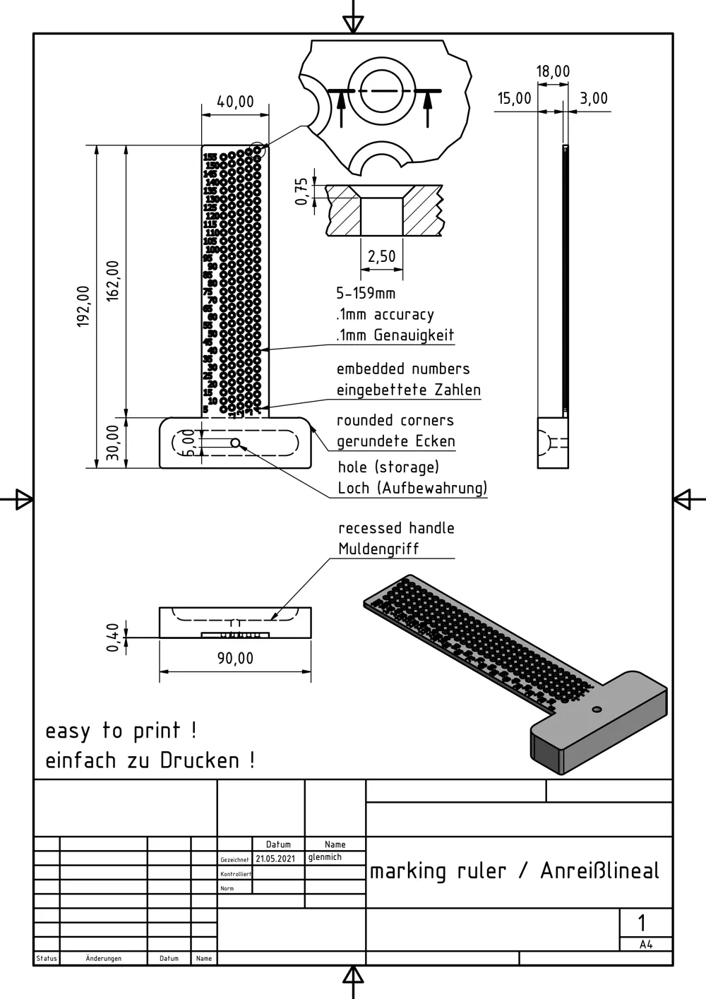 marking ruler (single Print) by GHPM DESIGN - MakerWorld