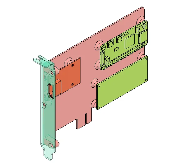 PiKVM R4C3R PCIe bracket mount for RPi Zero W