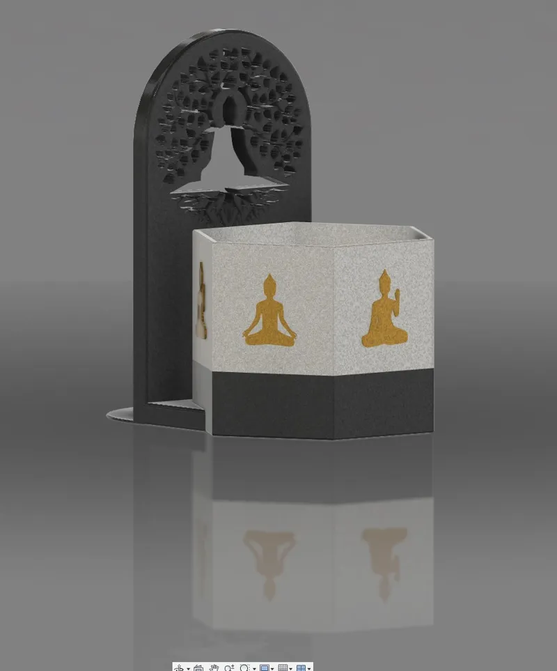 Bookend with small flower pot buddha themed :) 