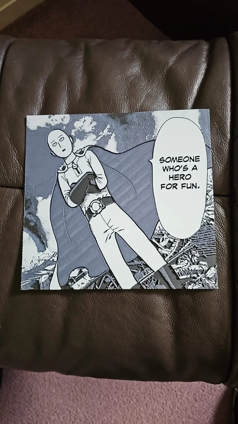 One Punchman manga panel 'A hero for fun' Hueforge