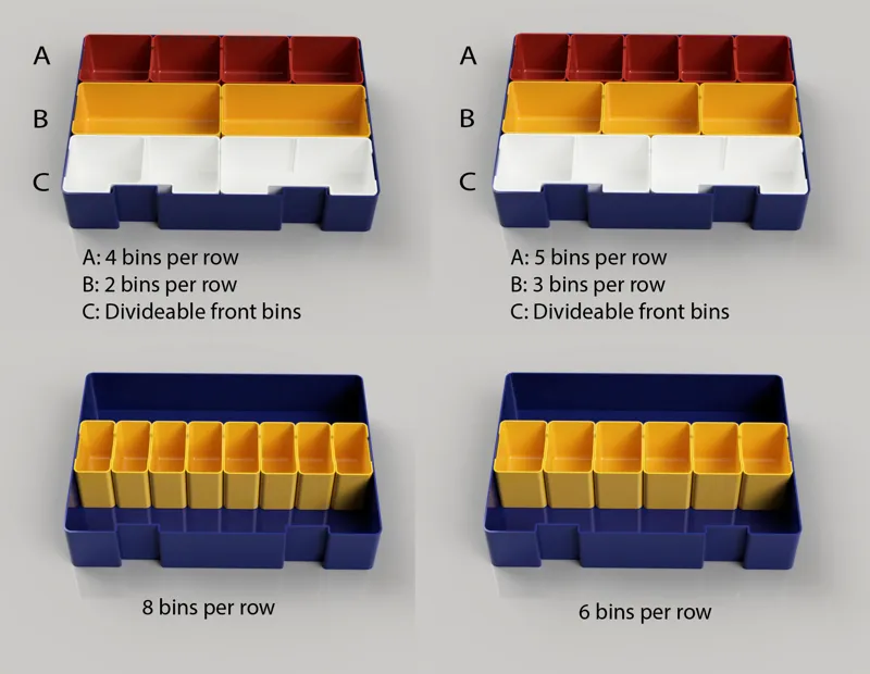 Organizer bins for Vex storage boxes