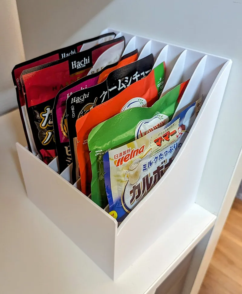 Kitchen pack, food pouch organizer