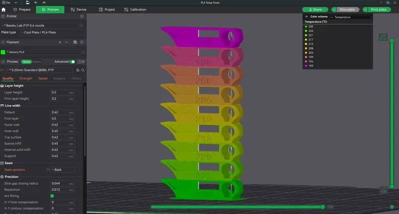 QUICK PLA Temp Tower 1hr, 17g