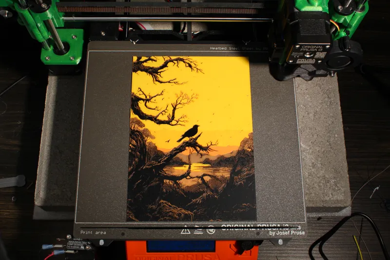 Bird silhouette on a tree filament painting