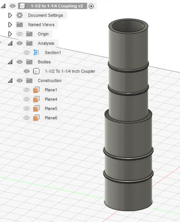 1-1/2" to 1-1/14" [1.5IN to 1.25IN] Pipe Reducer/Coupler/Adapter (No Supports)