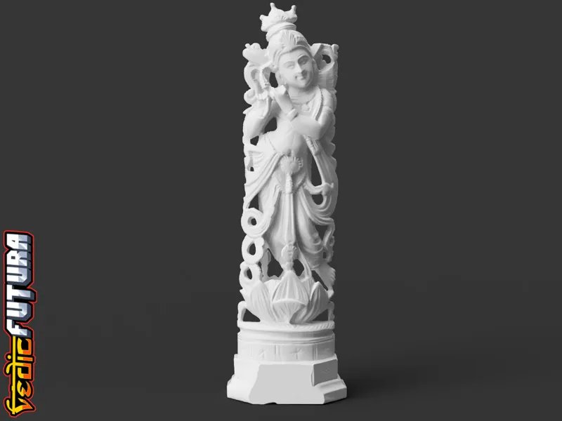 Krishna Playing the Flute - A Sandalwood Carving