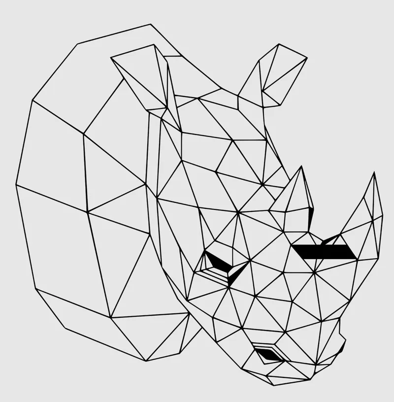 geometric rhinoceros wall