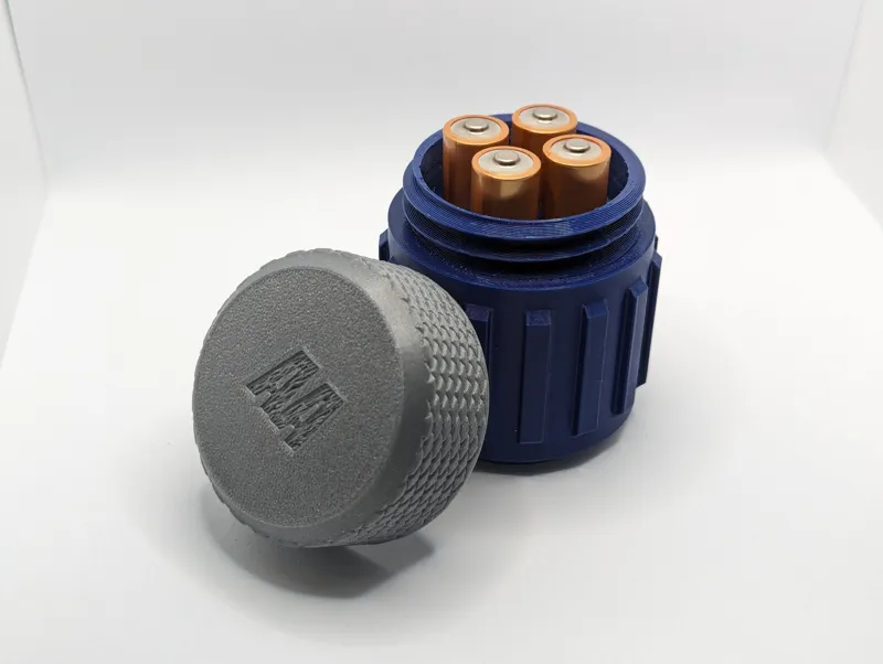 Rugged Battery Container with Knurled screw on lid