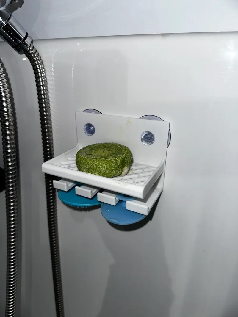 shower face scrub and soap dish 