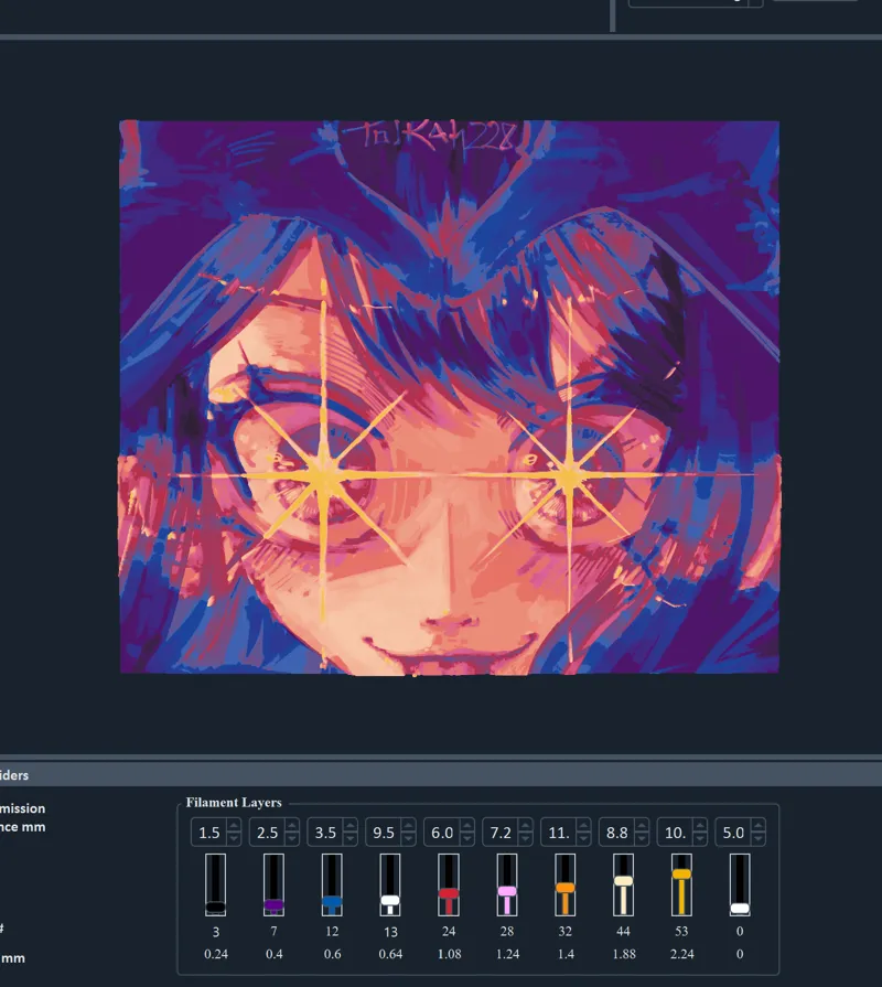 Hueforge 9 color Oshi No Ko Starry Eyes Wallart