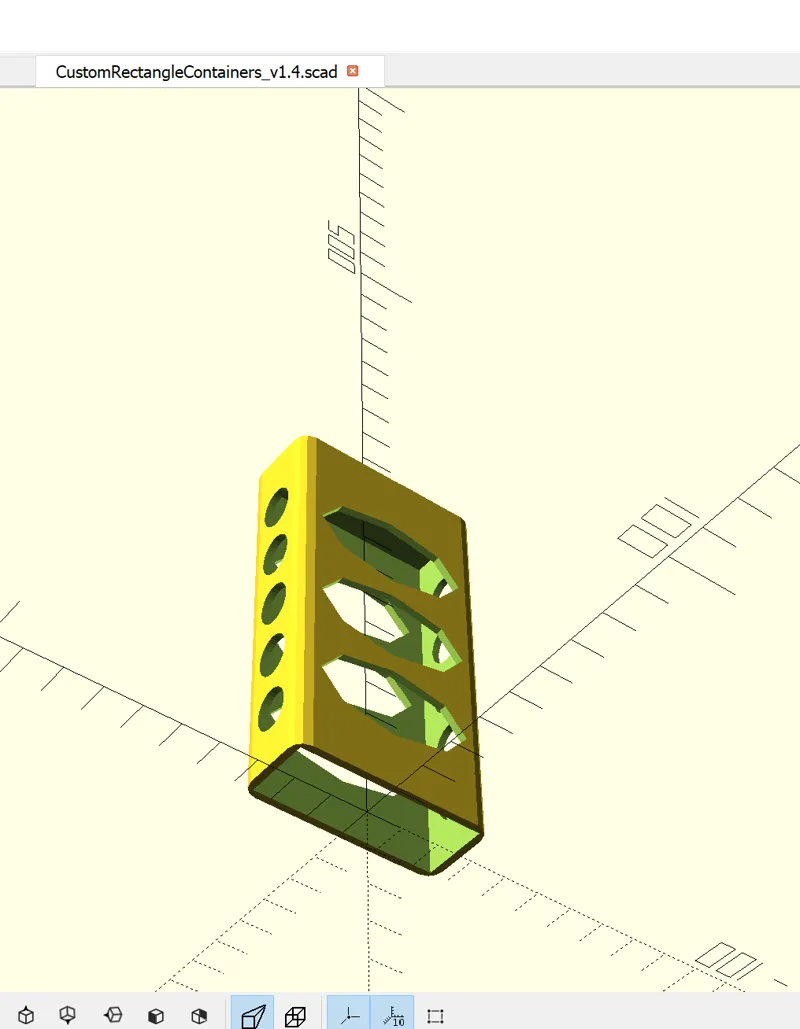 OpenSCAD Parametric Item Container / Shell with Customizable Lightweight Cutouts (HSW)