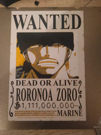 One piece Zoro wanted poster hueforge