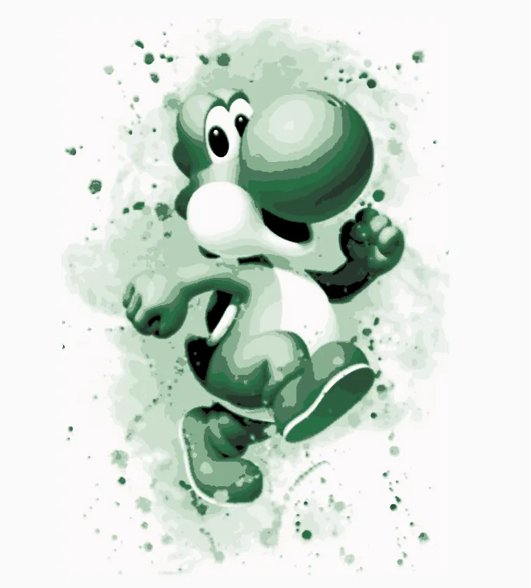 Yoshi Aquarell Painting Hueforge (Super Mario)