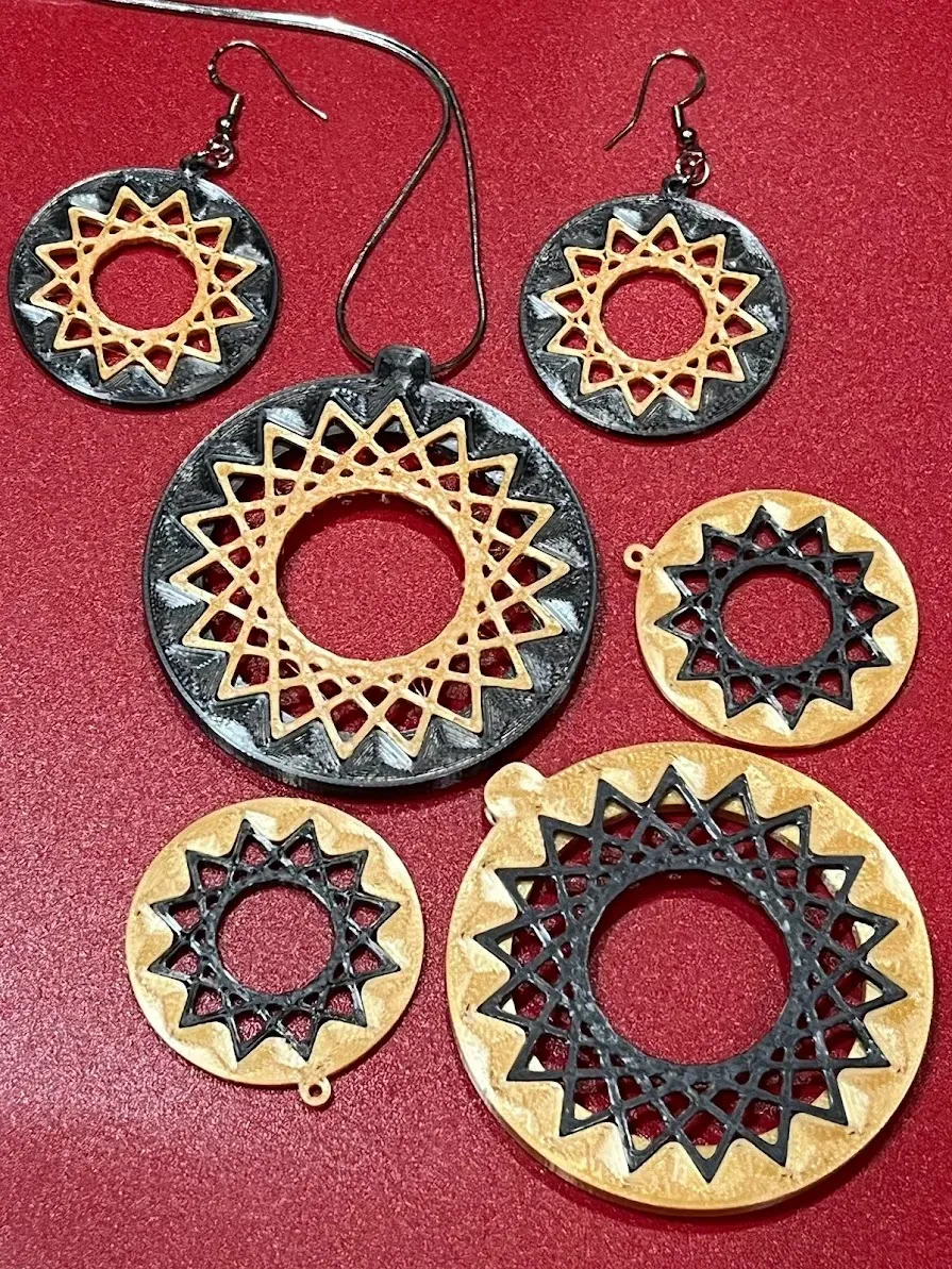 Starburst Earrings and Pendant: Simple to print, yet beautiful view 3