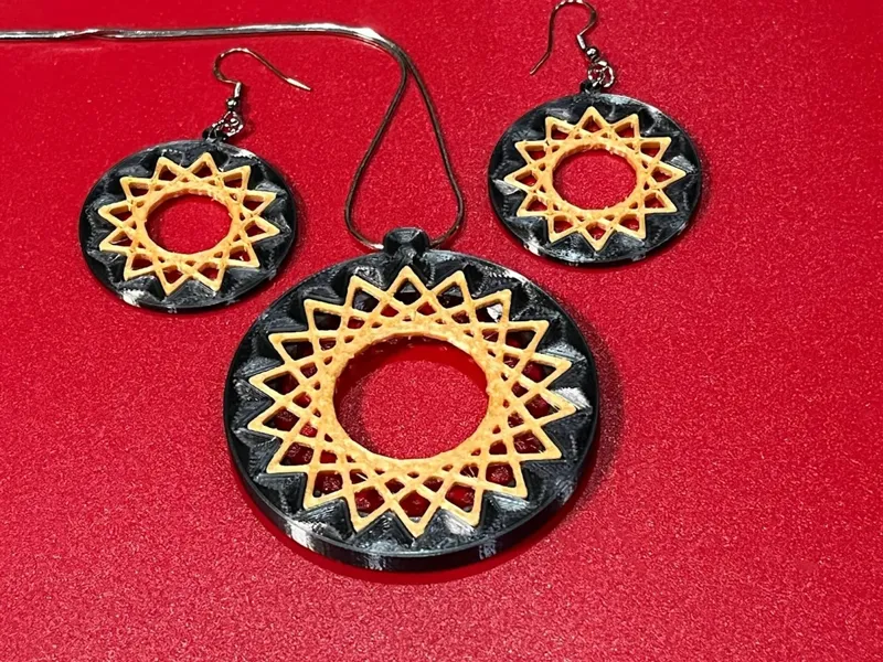 Starburst Earrings and Pendant: Simple to print, yet beautiful