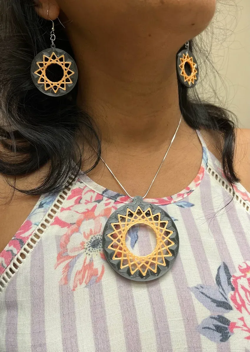 Starburst Earrings and Pendant: Simple to print, yet beautiful view 2