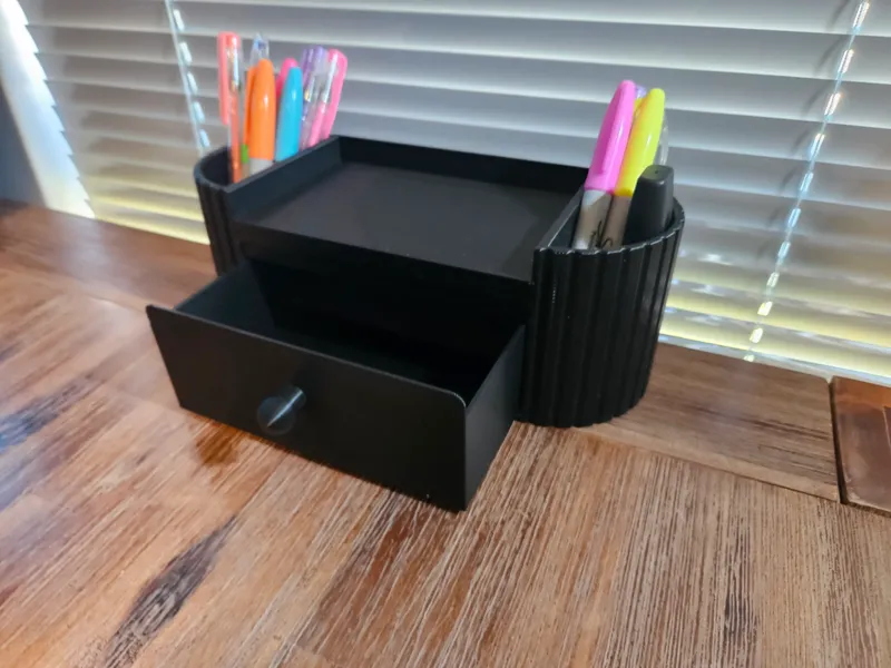 Desk organizer with drawer textured 