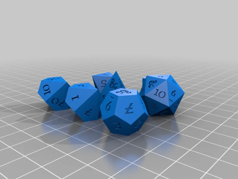 D&D Dice Set with Ampersand (Sharp Corners)