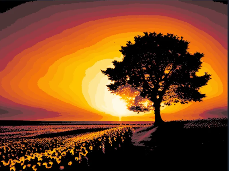 Sunset Tree HueForge (Black,Red,Orange,Yellow,White or 4 Color without White)ams