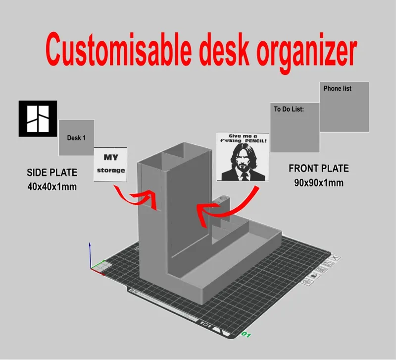 Customisable desk organizer - John Wick - own pictures - customised list