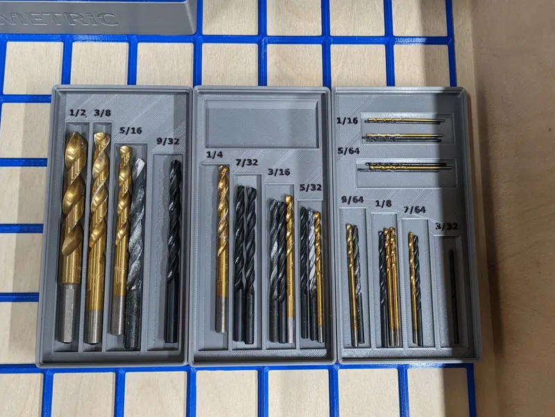 Gridfinity imperial drill bit storage