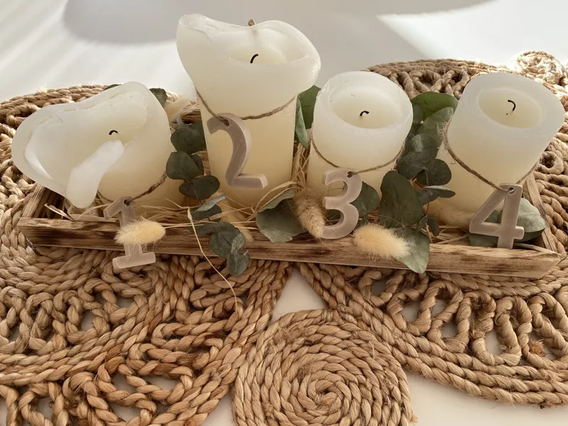 Advent wreath numbers 1 2 3 4 with hole for bindings - christmas | Adventskranz Zahlen