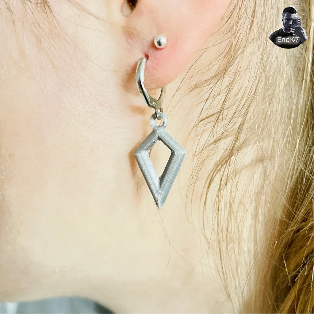 DIAMOND SHAPED EARRINGS - 3 DESIGNS - PRINT IN PLACE - NO SUPPORTS view 3