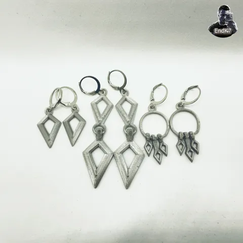 DIAMOND SHAPED EARRINGS - 3 DESIGNS - PRINT IN PLACE - NO SUPPORTS