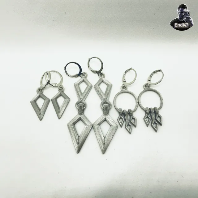 DIAMOND SHAPED EARRINGS - 3 DESIGNS - PRINT IN PLACE - NO SUPPORTS