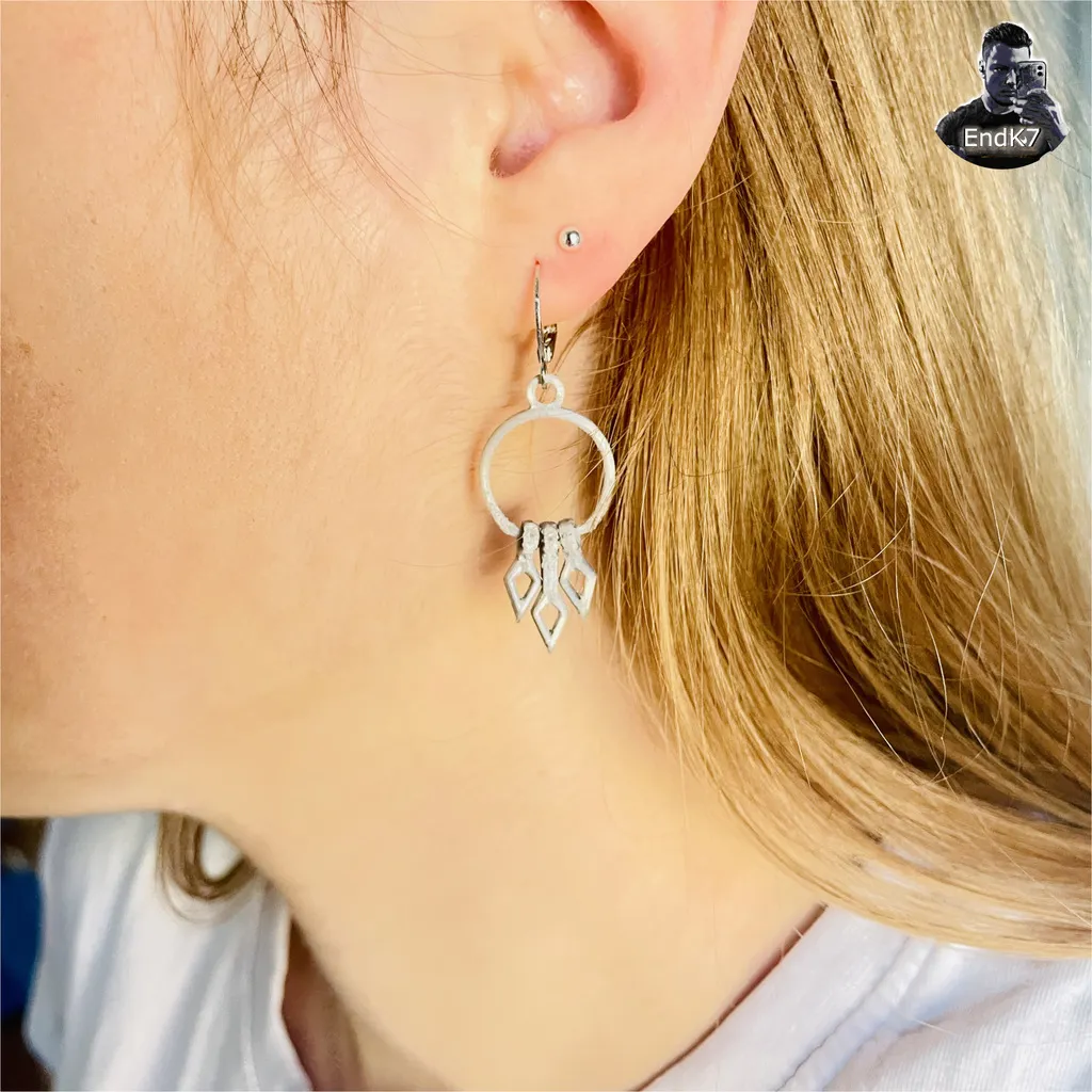 DIAMOND SHAPED EARRINGS - 3 DESIGNS - PRINT IN PLACE - NO SUPPORTS view 4