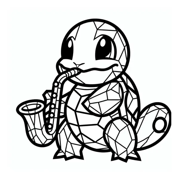 Figurine Squirtle au saxophone