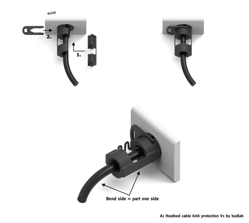 A1 Heatbed cable kink protection V1 by kadlab by kad lab MakerWorld