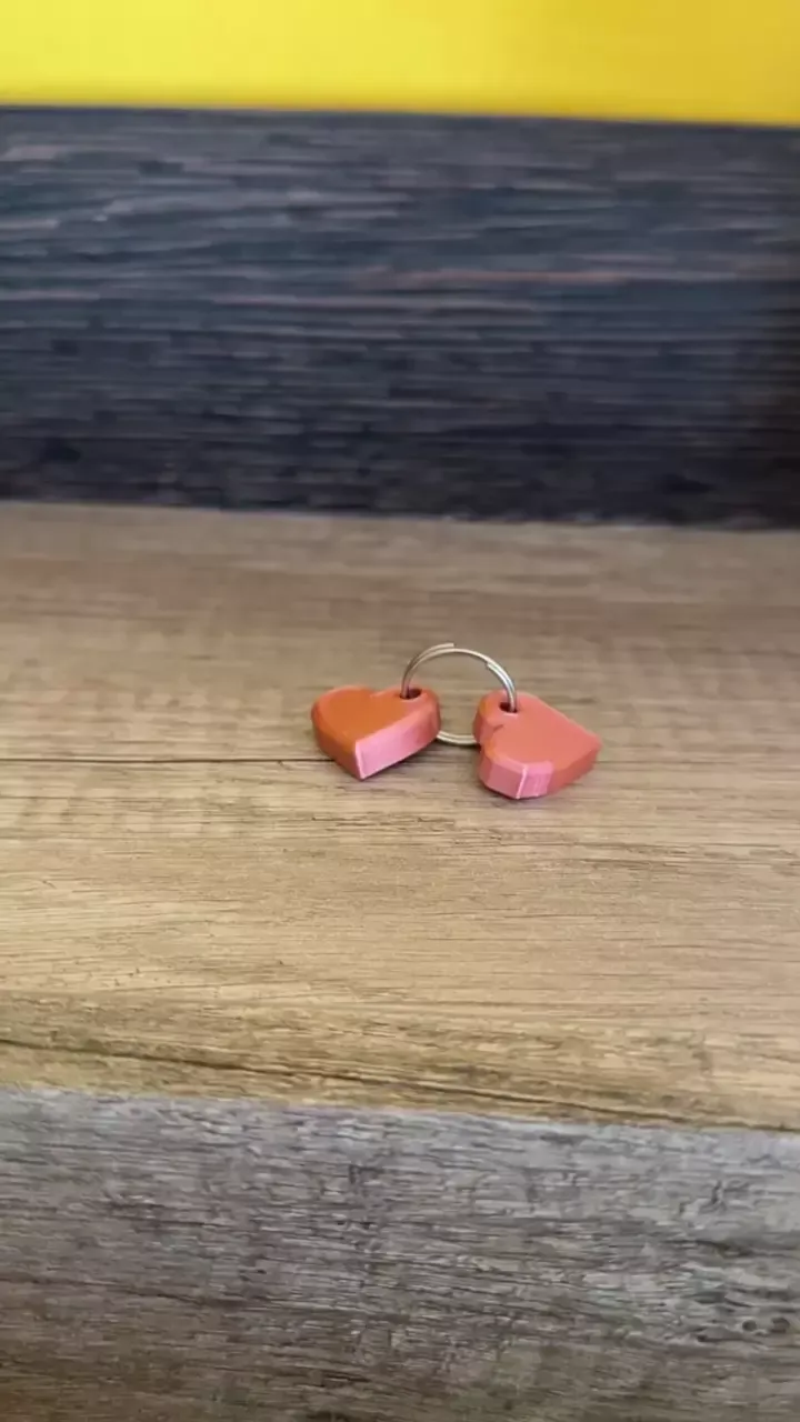 Two mini hearts keychain