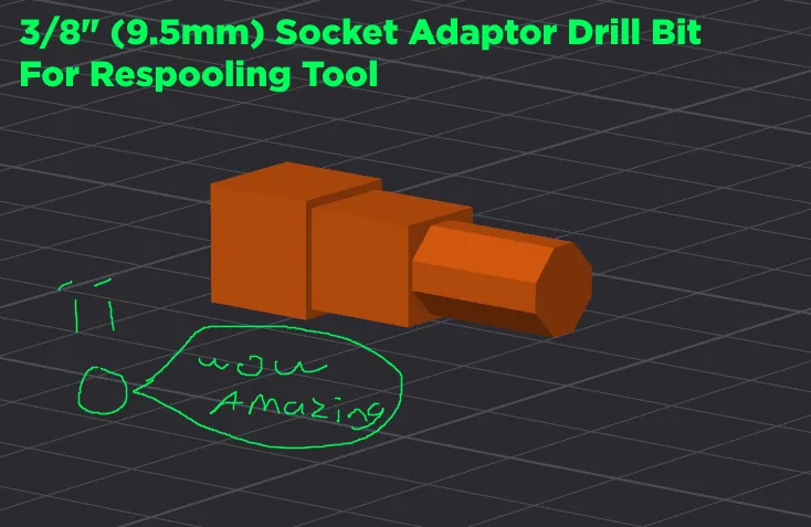 3/8" (9.5mm) Socket Adaptor Drill Bit - For use with respool tool