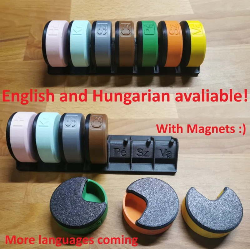 Magnetic weekly pillbox with separate cases