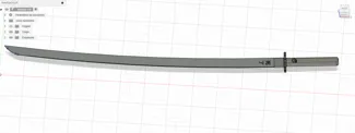 a katana with a small gojo