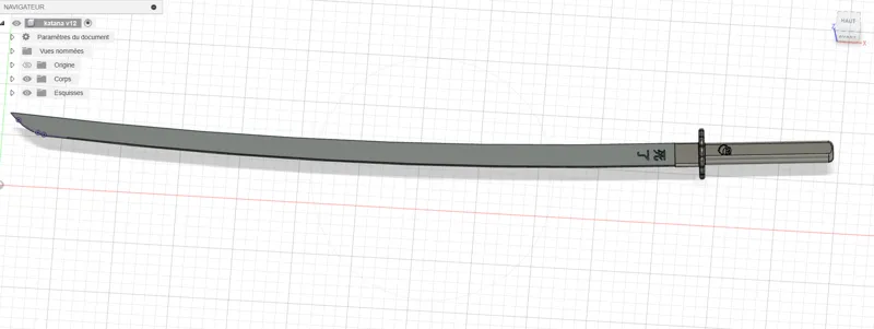 a katana with a small gojo