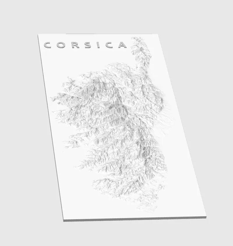 0.20mm, corsica map. Corse. White