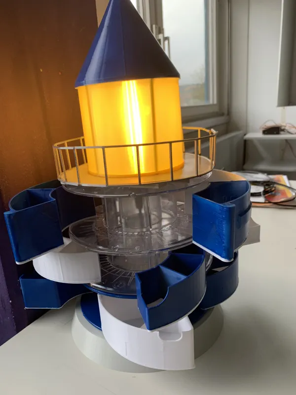 Lighthouse spool organizer with light